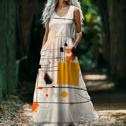 Ptahra B Women’s Multi-Pattern Sleeveless Maxi Dress