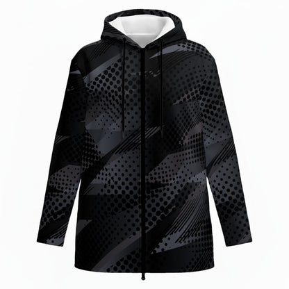 Ptahra Women’s Casual Black/Grey Design Plush Lined Hoodie Jacket