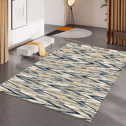 Ptahra B Zigzag Blue/Beige Foldable Rectangular Floor Mat