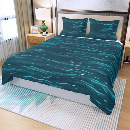 Ptahra Ocean Design Three Piece Duvet Bedding Set