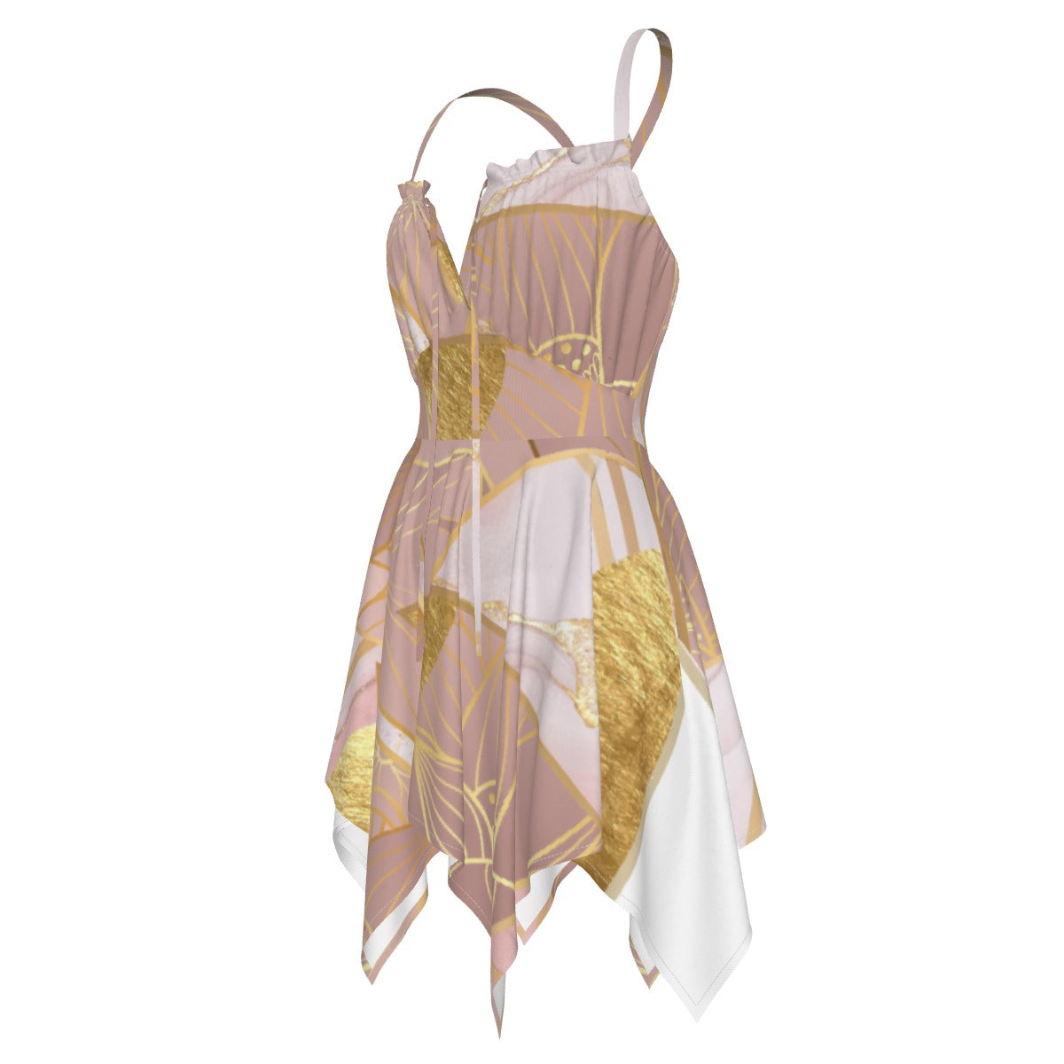 Ptahra B Women's Elegant Style Deep Pink with Gold Slip Dress