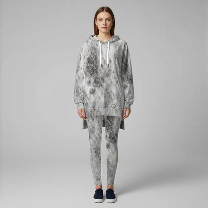 Ptahra Women's White/Grey Design Stretch Hoodie Set