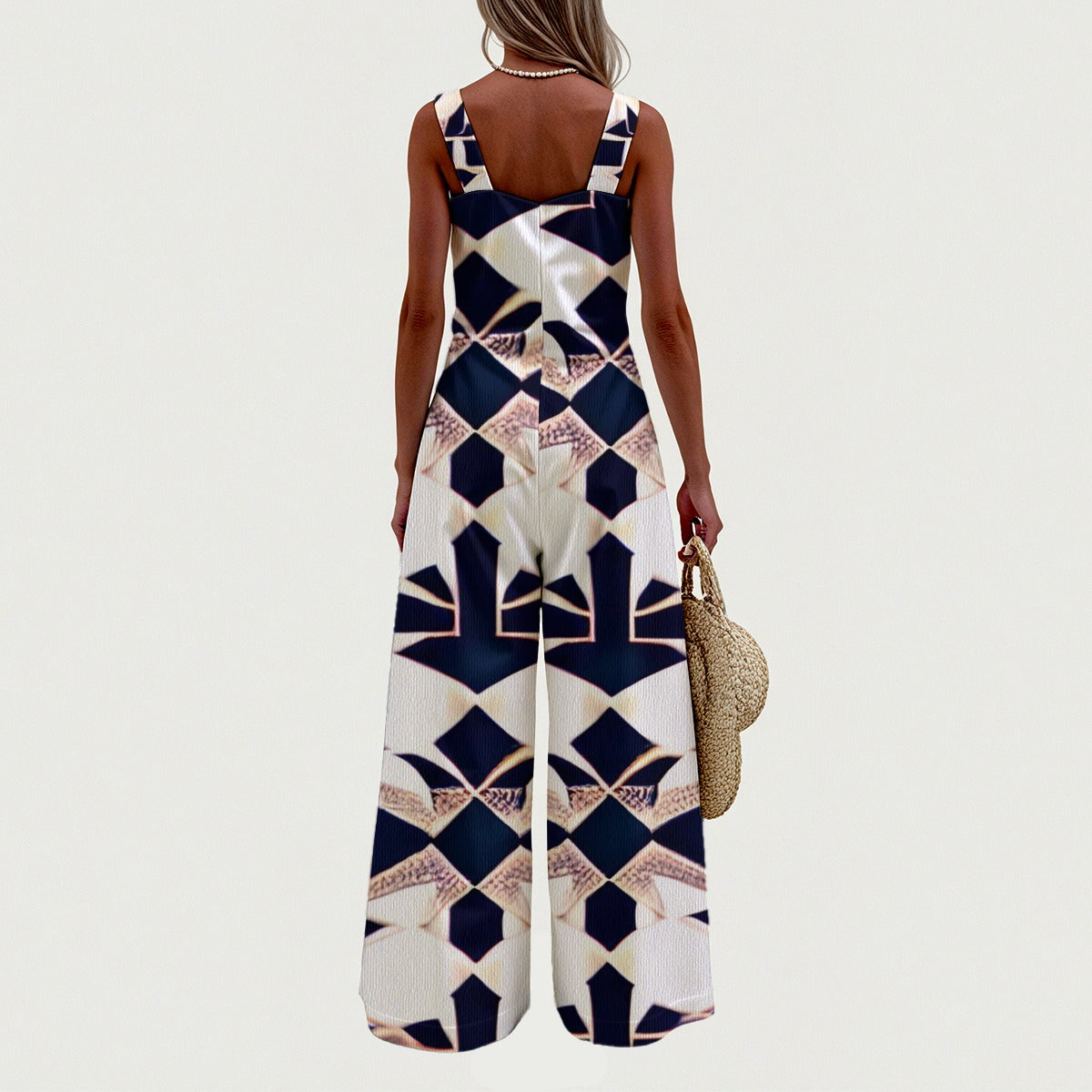 Ptahra B Women's Multi-Color Design Wide-Leg Jumpsuit