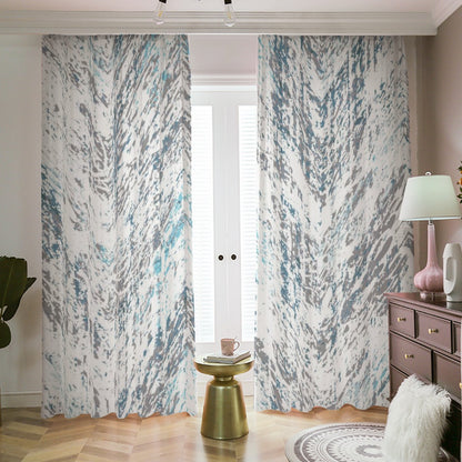 Ptahra B White/Paint Stroke Pattern Blackout Curtains with Hooks