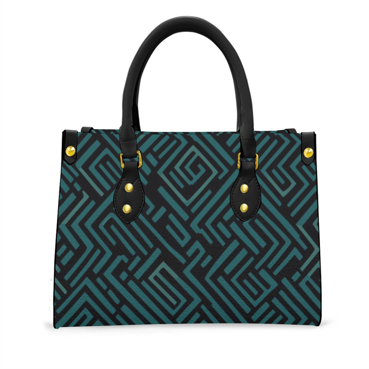 Ptahra B Women's Black/Deep Turquoise Tote Bag with Black Handle