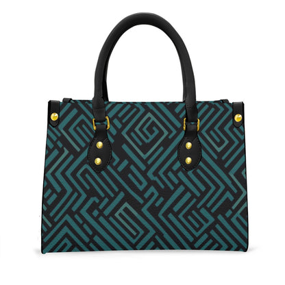 Ptahra B Women's Black/Deep Turquoise Tote Bag with Black Handle