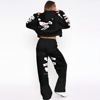 Ptahra Women’s Black with Expression Tracksuit With Fleece