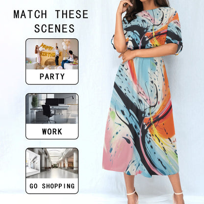 Ptahra B Women's Art Statement Elastic Waist Dress