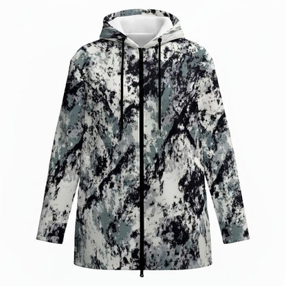 Ptahra Women’s Blended Artistic Black/Grey/White Plush Lined Hoodie Jacket