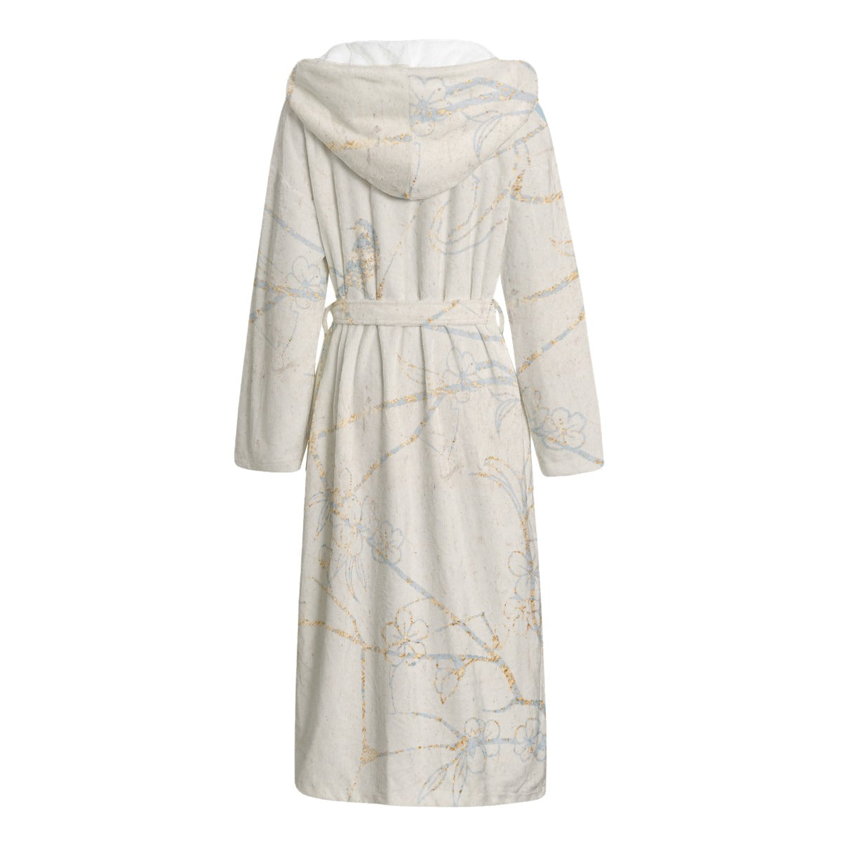 Ptahra Women's Beige/Light Floral Flannel Hooded bathrobe