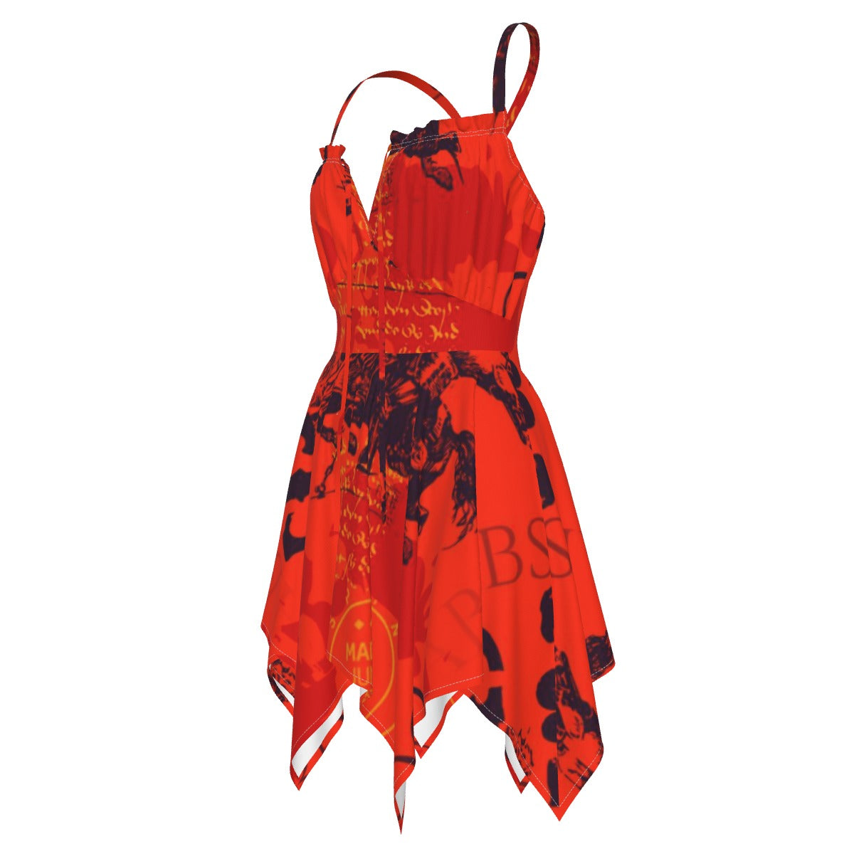 Ptahra B Women's Orangi/Red with Black Slip Dress