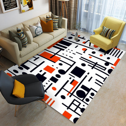 Ptahra B White with Black/Red Modern Foldable Rectangular Floor Mat