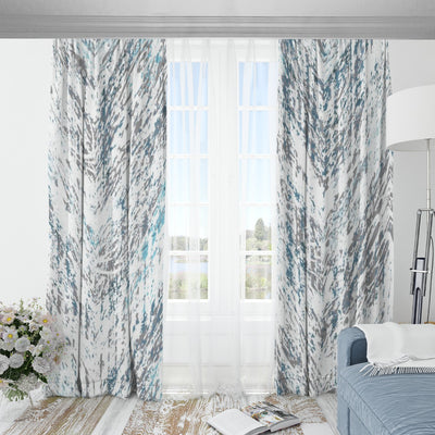 Ptahra B White/Paint Stroke Pattern Blackout Curtains with Hooks