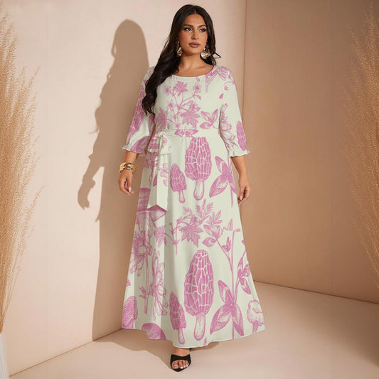 Ptahra Women’s Off White/Pink Floral Maxi Dress