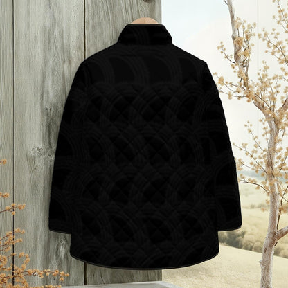 Ptahtra Women's Black Quilted Jacket with Side Slits