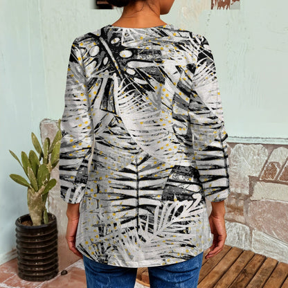 Ptahra B Women's Leaf Floral Faux Sweater Cardigan