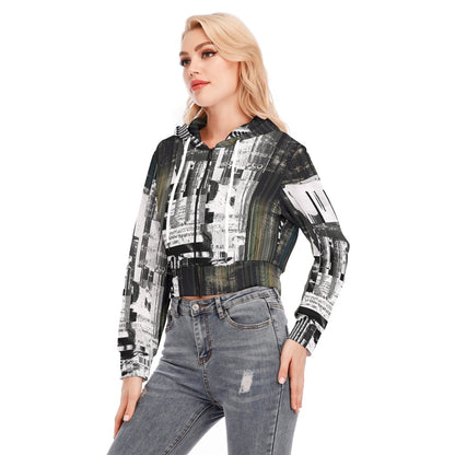 Ptahra B Women's Graphic Design Crop Top Hoodie With Zipper Closure
