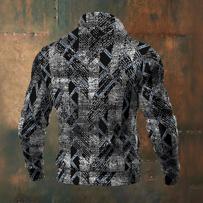 Ptahra Men's Graphic Artistic Design Thick Knit Fleece Jacket