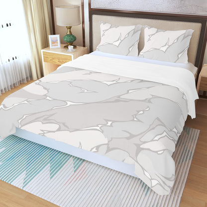 Ptahra Multi-Grey Stone Pattern Three Piece Duvet Bedding Set