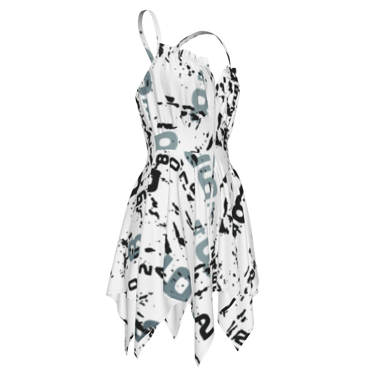 Ptahra B  Women's White with Black/Grey Lettering Slip Dress