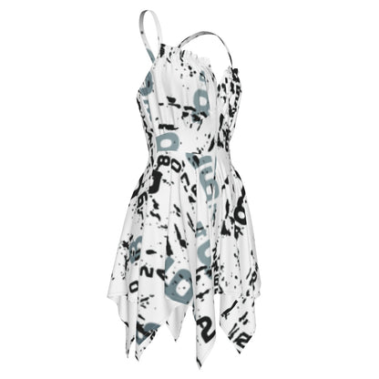 Ptahra B  Women's White with Black/Grey Lettering Slip Dress