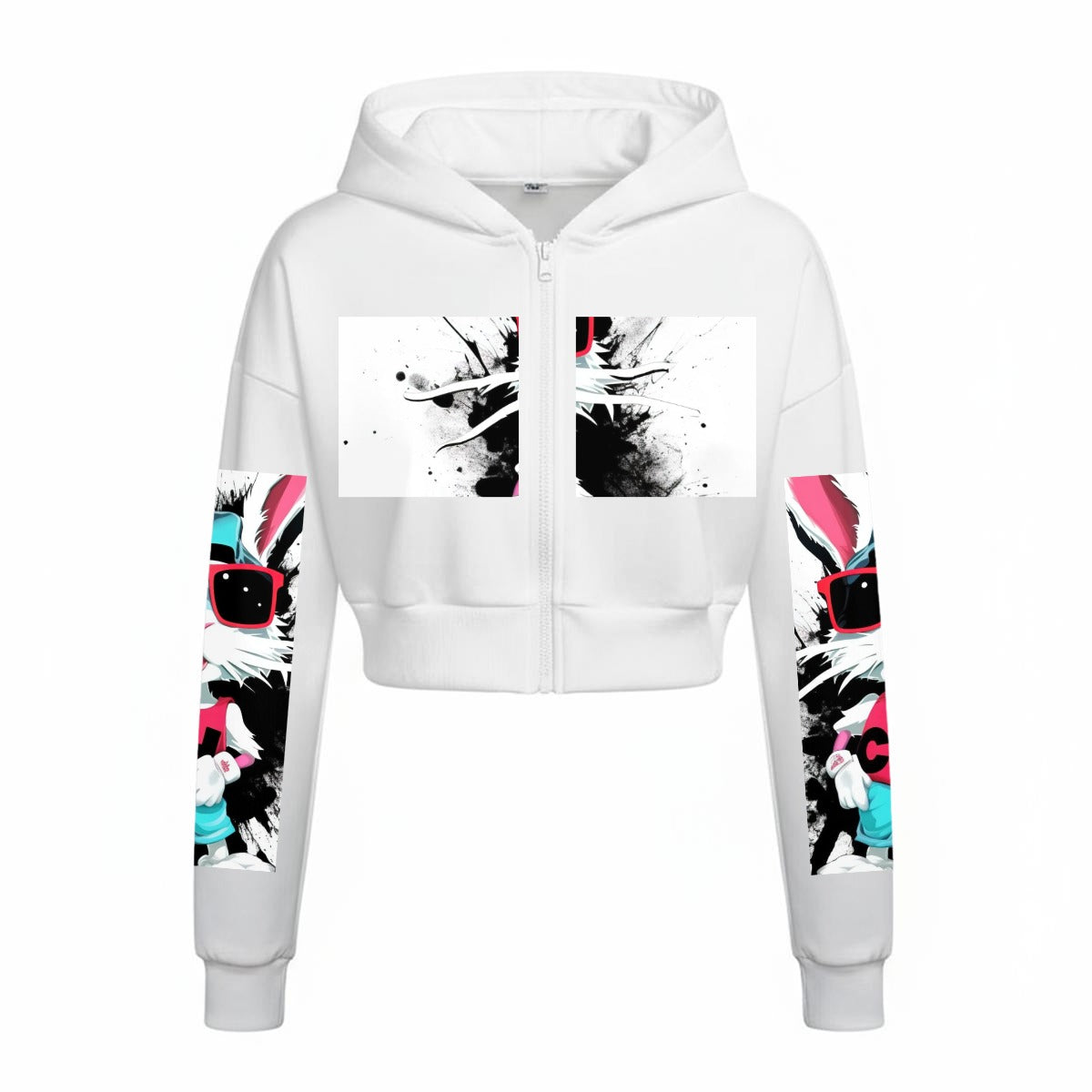 Ptahra Women’s White/Graphic Bunny Tracksuit With Fleece