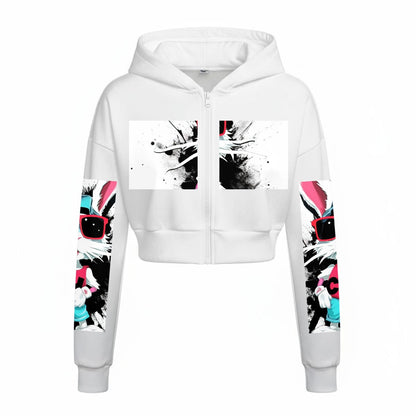 Ptahra Women’s White/Graphic Bunny Tracksuit With Fleece