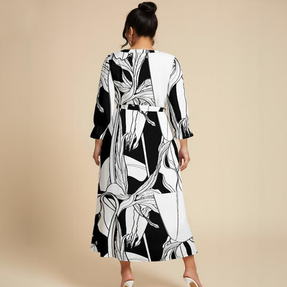 Ptahra Women’s White/Black Floral Maxi Dress