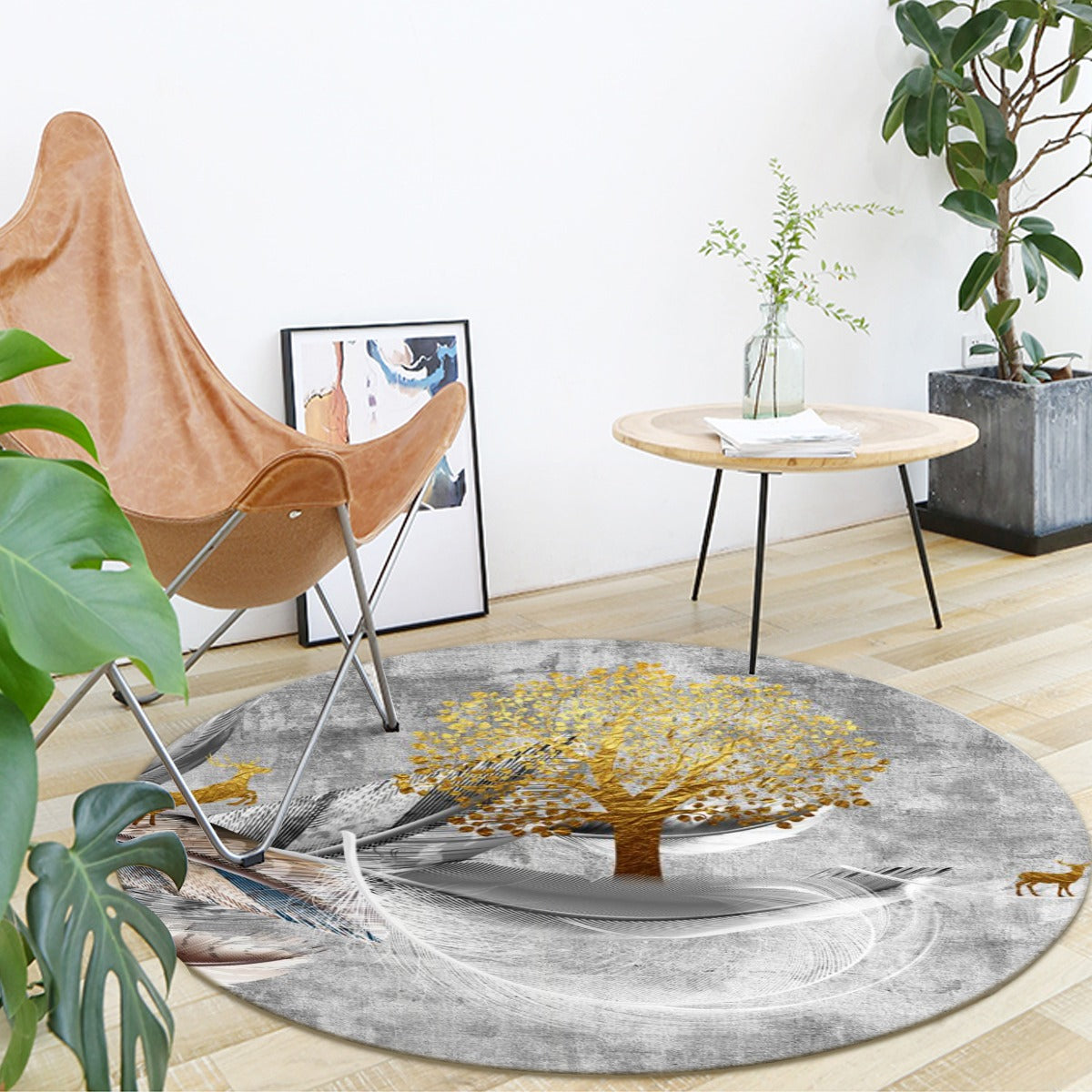 Ptahra B Nature/Leaf/Tree Foldable Round Mat