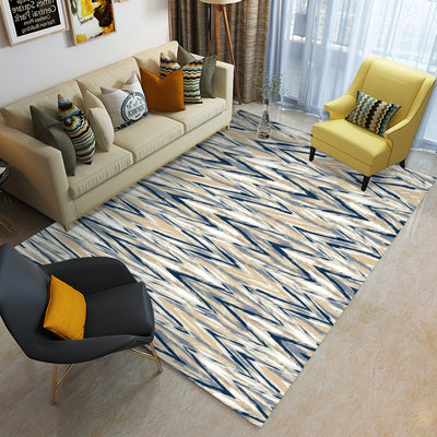 Ptahra B Zigzag Blue/Beige Foldable Rectangular Floor Mat