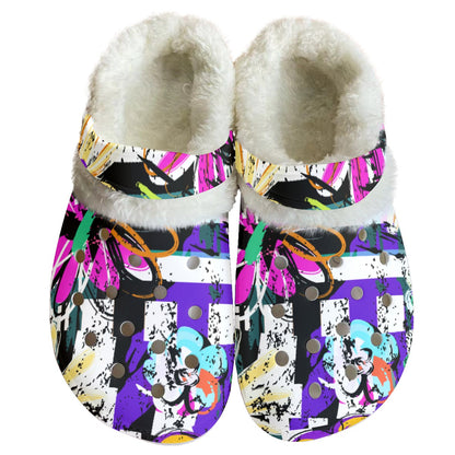 Ptahra B Women's Girly Colorful Floral Classic Clogs with Fleece