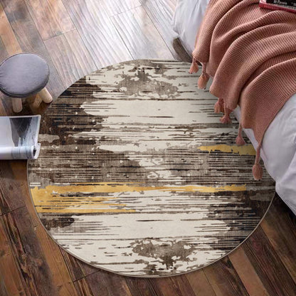 Ptahra B Grey/Black With Gold Paint Stroked Foldable round mat