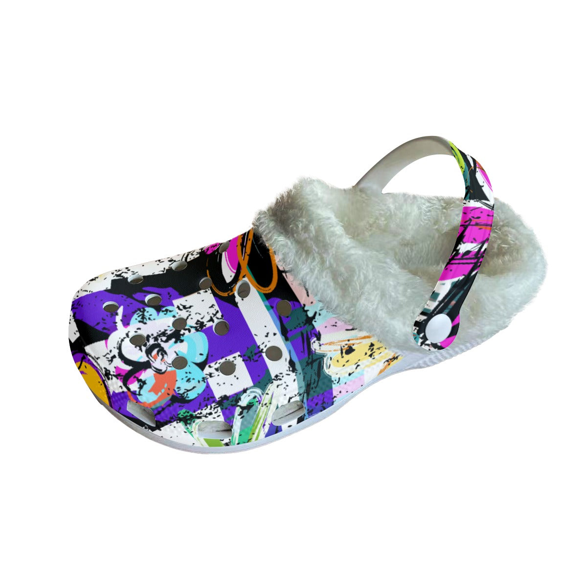 Ptahra B Women's Girly Colorful Floral Classic Clogs with Fleece