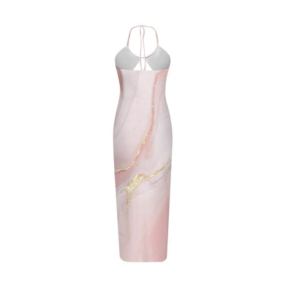Ptahra Women's Pink Granite Style Sexy Hollow Cami Dress