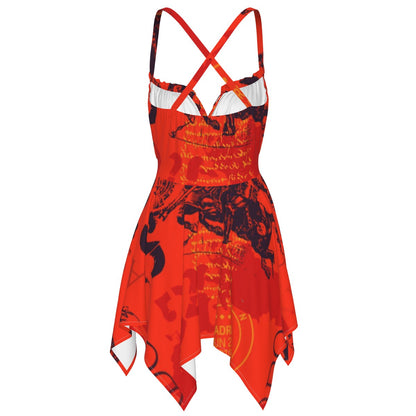 Ptahra B Women's Orangi/Red with Black Slip Dress