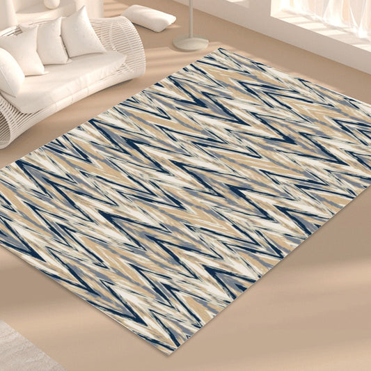 Ptahra B Zigzag Blue/Beige Foldable Rectangular Floor Mat