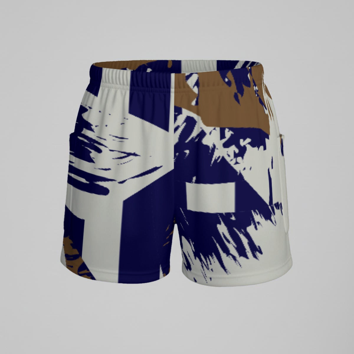 Ptahra Women’s Off White/Navy Blue with Brown Design Sports Dress Set