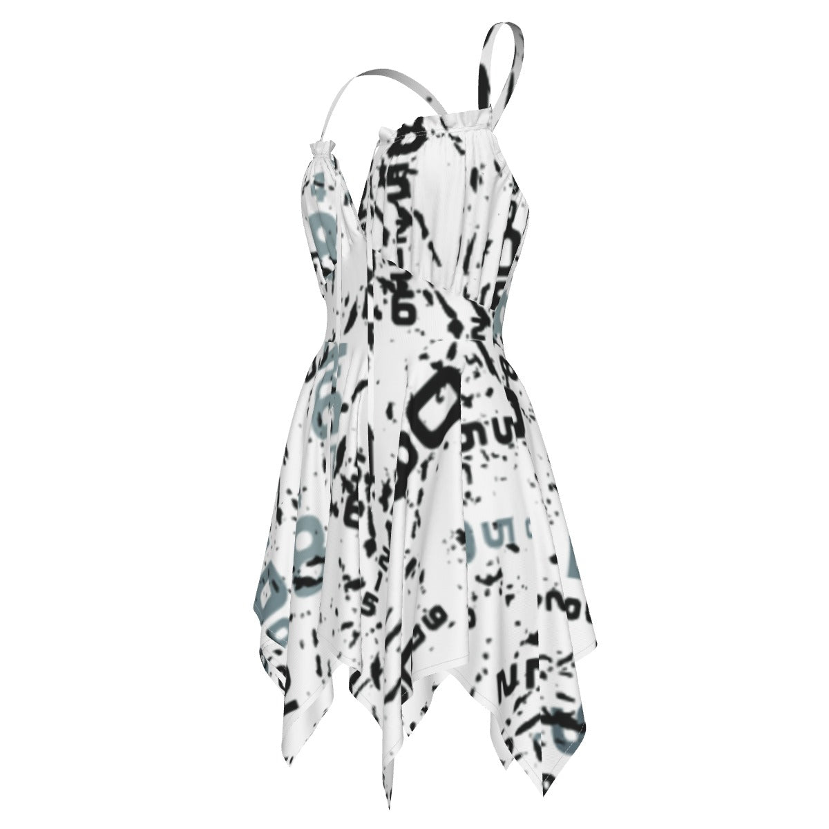 Ptahra B  Women's White with Black/Grey Lettering Slip Dress