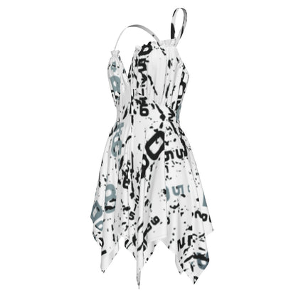 Ptahra B  Women's White with Black/Grey Lettering Slip Dress