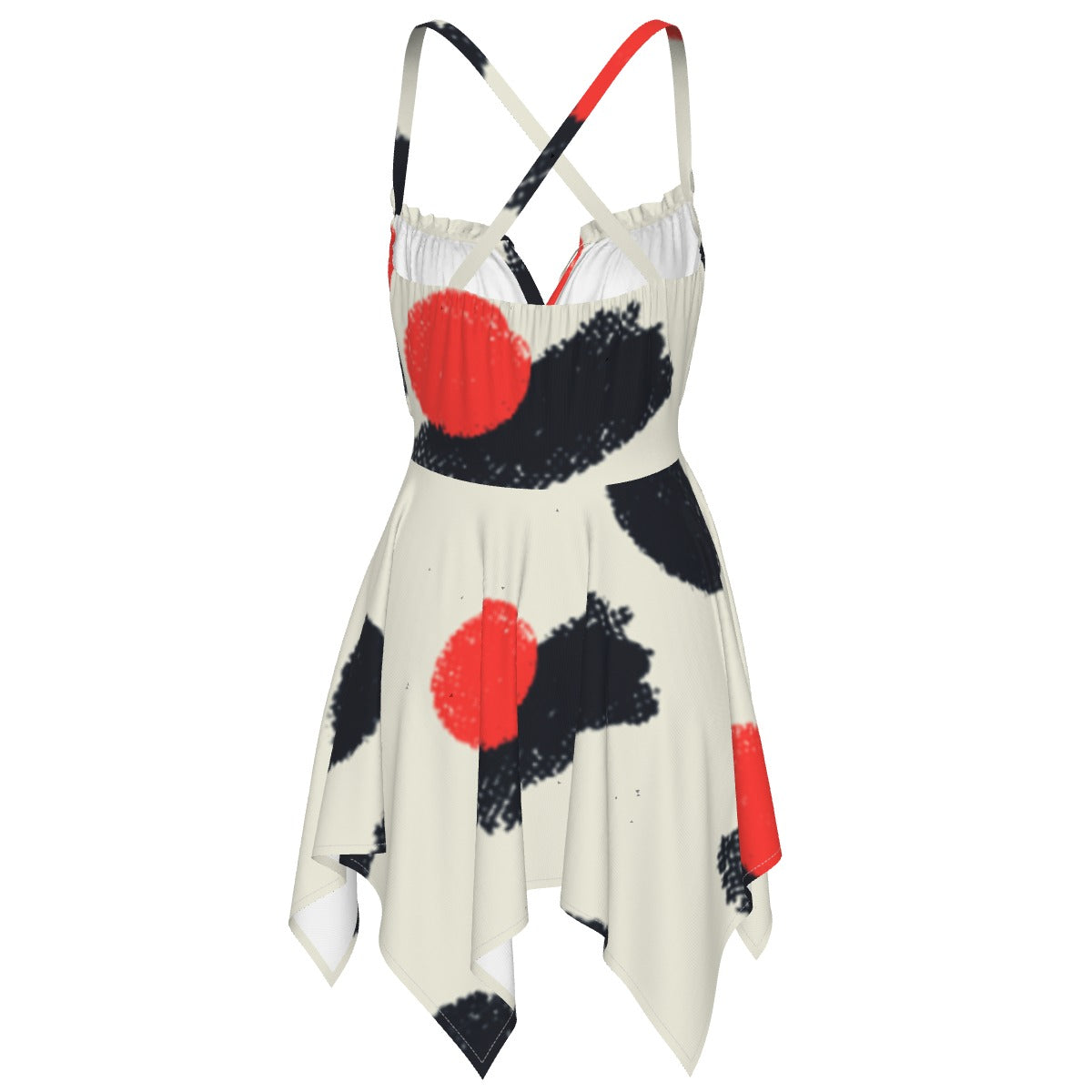 Ptahra B Women's White with Red/Black Spots Slip Dress