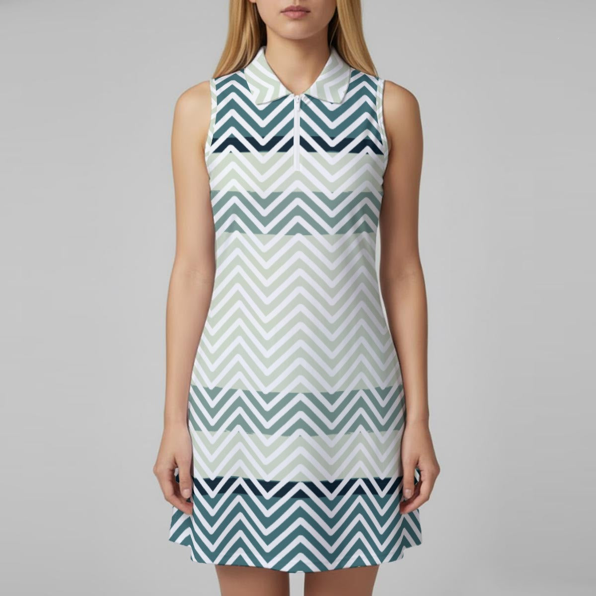 Ptahra Women’s Multi-Blue/White Zigzag Sports Dress Set