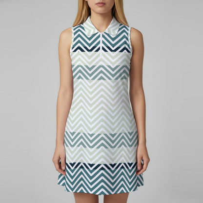 Ptahra Women’s Multi-Blue/White Zigzag Sports Dress Set