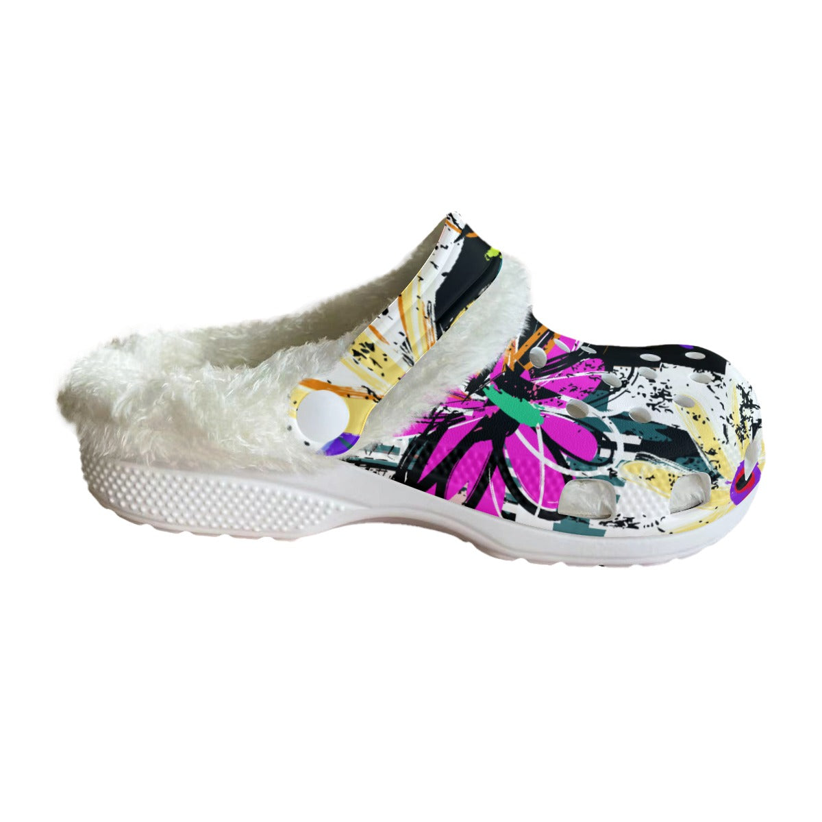 Ptahra B Women's Girly Colorful Floral Classic Clogs with Fleece