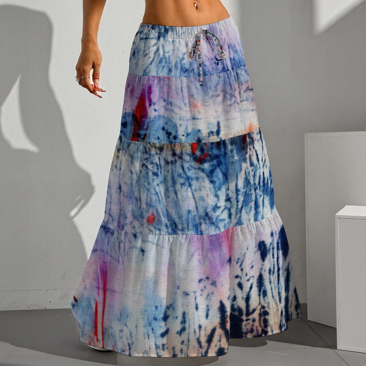 Ptahra Women's Artistic Pleated Long Skirt