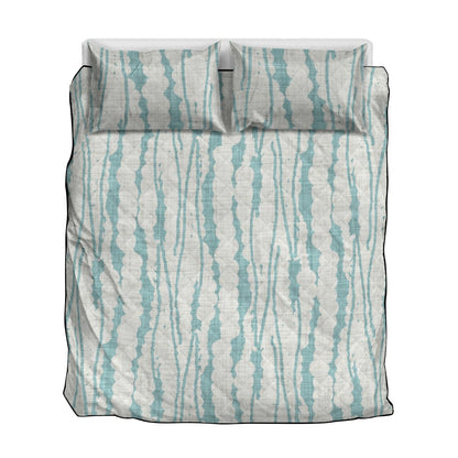 Ptahra B Turquoise Green Design Quilt & Pillow Cases With  Edge-wrapping Strips