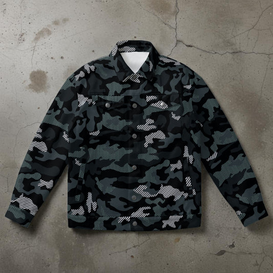 Ptahra Unisex Dark Grey Camo Collared Jacket