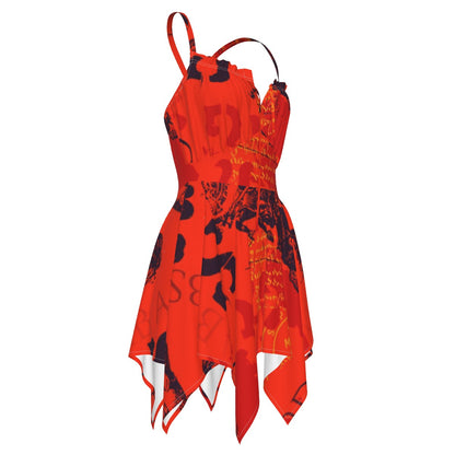 Ptahra B Women's Orangi/Red with Black Slip Dress