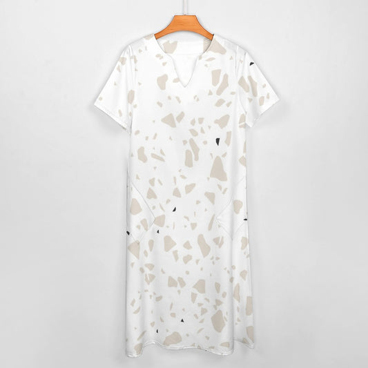 Light stone Pattern 7-Point Sleeve Dress