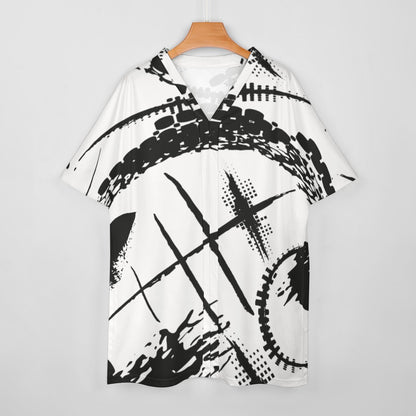 Women's Graphic on Whtie V-Neck Bat Sleeve Two Piece Set