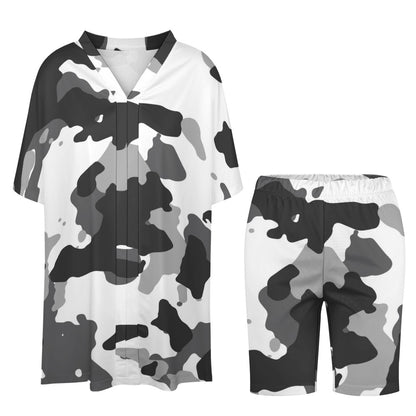 Ptahra B V-Neck Camo Bat Sleeve Two Piece Set